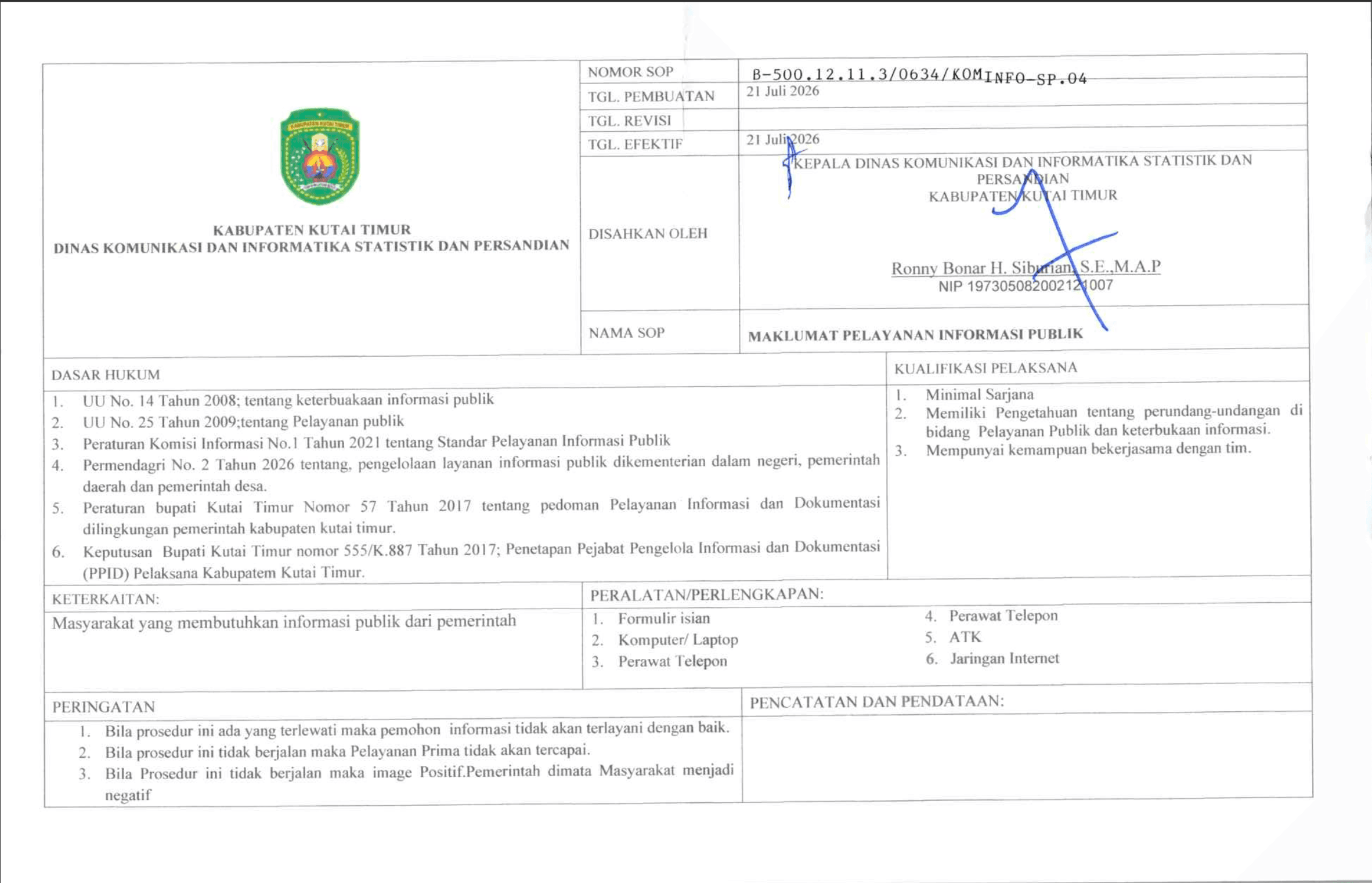 SOP Maklumat Pelayanan Informasi Publik 2026